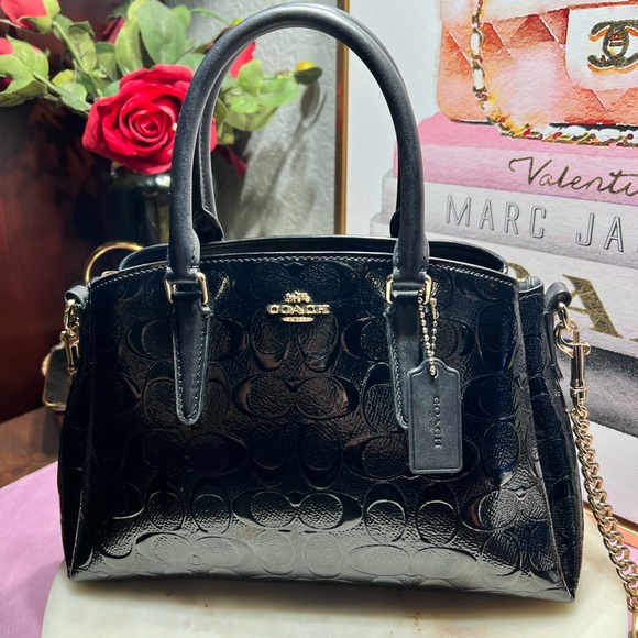 Coach Sage Carryall In Signature Leather Black Leather Handbag - Picture 13 of 14